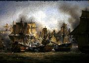 Louis-Philippe Crepin The Redoutable at the battle of Trafalgar oil